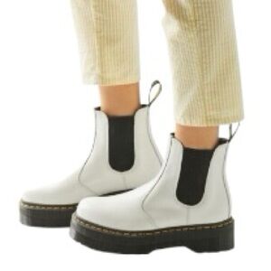 DR. MARTENS White Chelsea Platform Boots